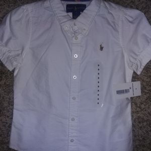 Ralph Lauren size 5 girls white button-up shirt no